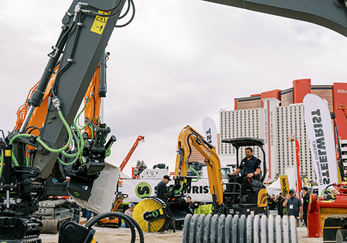 view from festival lot at one of the booths at CONEXPO-CON/AGG