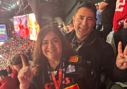 Gabriel and wife Teresa at the Super Bowl