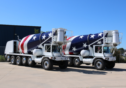 Construction Industry Pouring Concrete From Cement Truck Chute