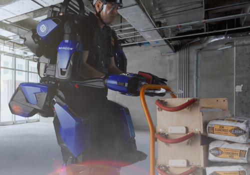 Sarcos Technology and Robotics exoskeleton in action