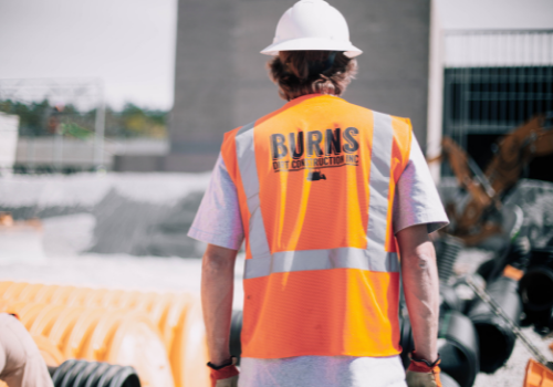 Burns Dirt Construction employee safety vest