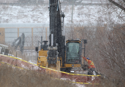 Winter construction jobsite equipment